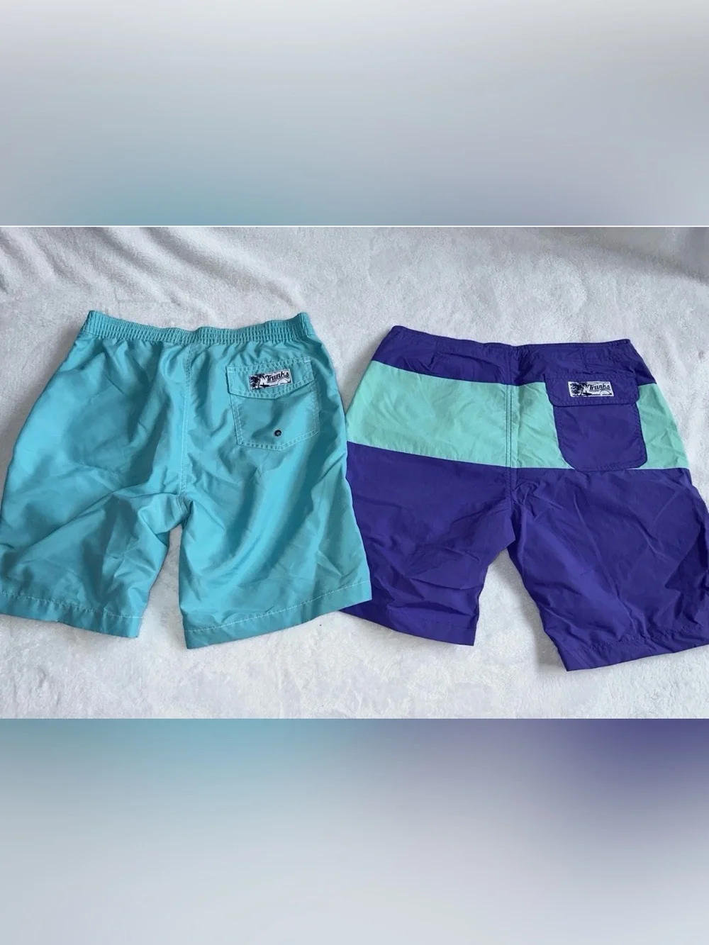 Mens Lot of 2 Swim Trunks Turquoise Color Block Purple Size Small S 30
